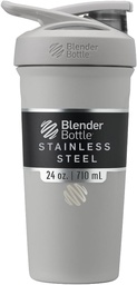 Bouteille de shaker en acier inoxydable isolée Sport avec fouet en fil, 24-Ounce, Gris – Secoues de protéines et hydratation pour les athlètes et les passionnés de fitness, mélange facile, garde les boissons froides et verrouillables