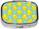 Small Pill Box Yellow Rubber Ducks, Cute Pill Case for Purse, Metal Travel Pill Holder Portable Pill Container Holder Storage for Supplement, Vitamin, Fish Oil, Medicine