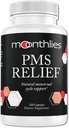 Moonthlies PMS Relief Supplement for Women Menstrual Cycle Support - Naturallly balance Mood Swings, Period Cramps, Bloating, Fatigue, Water Retention, PMDD, Perimenopause (60 Day Supply 120 Capsules)