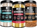 Ingrédients originaux purs Berbérine, Melon amer et Ceylan Capsules de cannelle Bundle (730 Capsules) Pas de magnésium ou de riz