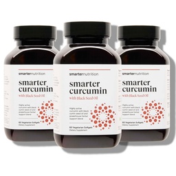 SMARTERNUTRITION Curcumin Softgels - Vegan High Absorption 400 mg Curcumin Supplement Standardized to 95% Tetrahydrocurcuminoids + Black Seed Oil & Ginger for Joint & Immune Health - 180 Ct