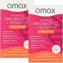 2 Pack Omax Complexe de prébiotiques et probiotiques pour les femmes, pH Balance, santé vaginale, urine, levure, UTI/BV Prévention, Bloating pH 20 Million CFU.