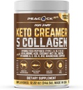 Collagène Kéto poudre de crème de café 12,2 oz - Hydrolysed collagène peptides avec huile de noix de coco MCT, B12, Magnésium, poudre de protéines non aromatisée, crème de café sans sucre pour les smoothies et la cuisson