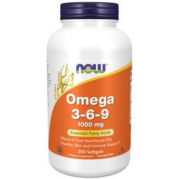 MAINTENANT compléments alimentaires, Omega 3-6-9 1000 mg avec un mélange de graines de lin, Primrose du soir, canola, Currant noir et huiles de graines de citrouille, 250 softgels