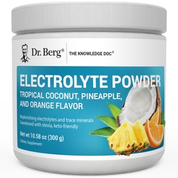 Dr. Berg Zero Sugar Hydration Keto Electrolyte Powder - Enhanced w/ 1000 mg of Potassium & Real Pink Himalayan Salt (NOT Table Salt) - Tropical Coconut, Pineapple & Orange Drink Supplement 50 Servings