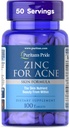 Puritan's Pride Zinc for Acne Skin Formula with Vitamines C, B-6, A, and E for Men and Women, complément alimentaire pour une peau claire et saine, système immunitaire, division cellulaire et soutien de la croissance, 100 comprimés