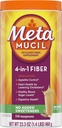Metamucil Fiber, 4-in-1 Psyllium Fiber Supplement, Sugar Free Powder, Unflavored Drink, 114 Servings (Packaging May Vary)