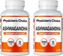 CHOICE de médecin Ashwagandha 1950mg Poudre de racine biologique Ashwagandha avec extrait de poivre noir, support de stress, supplément de soutien d'humeur, 90 capsules de Veggie Ashwagandha - 2 PCK