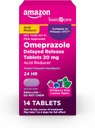Amazon Basic Care Omeprazole Comprimés à libération différée 20 mg, Réducteur acide, Comprimé enrobé de menthe de mûrier sauvage, 14 Compte