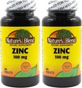Nature's Blend Zinc Gluconate 100 mg, 100 Tablets (Pack of 2)