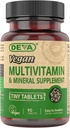 DEVA Multivitamine végétalienne pour femmes et hommes avec fer, vitamine C, E, B vitamines complexes, zinc, 90 comprimés minuscules