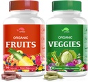 Complément de fruits et légumes biologiques, Capsules de vitamines super-alimentaires faites avec des aliments et légumes entiers pour stimuler l'énergie,Vegan,Non-OGM,Sans gluten(90 Capsules)