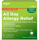 Amazon Basic Care Allergy, Comprimés de chlorhydrate de cétirizine, 10 mg, Antihistamine, 90 Compte (L'emballage peut varier)