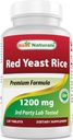 Meilleurs produits naturels Riz de levure rouge 1200 mg (non-OGM) 120 comprimés - non irradiés, sans citrine