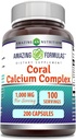 Formules étonnantes Supplément complexe de calcium de corail $ 1000 Mg $ 200 Capsules $ Non-GMO $ Sans gluten $ Fabriqué aux États-Unis