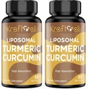 Liposomal Turmeric Curcumin 2200 mg with Black Pepper for Enhanced Absorption and Joint Support, 60 softgels (2 Bottles)