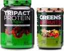 Nutrology Greens & Fruits Powder-Naturally Sourced Superfood, Vanilla Cinnamon (30 Servings) TRIPACT Vegan Protein Powder, Chocolate Peanut Butter (20 Servings)
