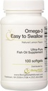 Omega-3 'Easy to Swallow' Supplément à l'huile de poisson ultra-pure Saveur de citron naturel 100 Softgels