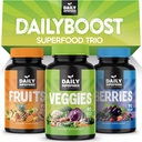 DailyBoost - 42 différents suppléments de fruits et légumes entiers avec des baies pour stimuler l'énergie naturelle - Balance de 100% capsules de fruits et légumes de la nature - Fabriqué aux États-Unis