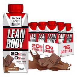 LABRADA NUTRITION - Lean Body RTD Whey Protein Shake, Remplacement de repas pratique pour les hommes et les femmes, 20 grammes de protéines – Zéro sucre, lactose et sans gluten, chocolat (paquet de 16)