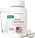 Nourished Period + PMS Repair - Menstrual Cycle Support Supplement for Women - Vegan Formula for Monthly Cycles, Cramping, Mood, Headaches - 60 Capsules