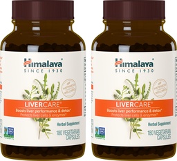Himalaya LiverCare, 180 Day Supply - Herbal Liver Support Promoting Waste Elimination, Liver Cleanse, Detox, and Bile Production - Vegan, Non-GMO, Gluten Free, 375 mg, 180 Capsules (Pack of 2)