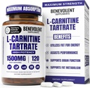Benevolent L supplément carnitine - High Potency 1500mg L-Carnitine Tartrate - Absorber rapidement, convertir les graisses en énergie, soutenir le muscle maigre, stimuler la performance d'entraînement et le métabolisme – 120 capsules végétaliennes