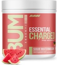 RAW Pre-Workout Powder, Essential CHARGED (Sour Watermelon) - Preworkout Supplement for Men & Women - Supports Focus, Mood & Performance - Caffeine, Alpha-GPC, L-Citrulline, Beta Alanine (25 Servings)
