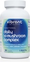 Daily 10 Complexe de champignons – Lions Mane, Reishi & Cordyceps – Immune Booster - Nootropic Cerveau Supplément - Natural Energy & Stress Relief – Sans gluten et non-OGM - 90 gélules de Veggie