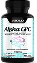 Alpha GPC Choline 600mg, Supplément Nootrope pur à 99 %, 120 Capsules de Veggie, Enhancer cognitif pour la mémoire, la santé cérébrale et Focus
