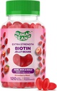 Biotine Jelly Bean Gummy Vitamines, Biotine Extra Strength pour les cheveux, la peau et les ongles, 5000mcg par service, Vitamines pour la croissance des cheveux pour les hommes et les femmes, 120 Fraise Blast Jelly Beans, Kosher