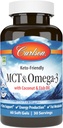 Carlson - MCT & Omega-3, Huile de coco, Acides Capryliques & Capric, EPA & DHA, Production d'énergie, Fat Metabolism & Cerveau Health, 60 Softgels