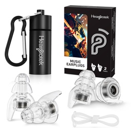 Bougies d'oreilles de concert Hearprotek, 2Pairs Bougies d'oreilles musiciennes haute Fidelity réutilisables pour les concerts Bougies d'oreilles de réduction du bruit de musique Loud pour Rave, Festival, Music,Tinnitus Relief