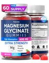 Glycinat de magnésium 400mg, supplément de magnésium haute absorption pour les femmes, les hommes et les enfants, soutien musculaire et relaxation, sans sucre, végétalien, 60 jours d'approvisionnement