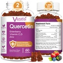 Gummies Quercetin, Quercetin avec vitamine C Zinc, Bromelain, Elderberry et vitamine D, Immune Support Adultes Enfants, Femmes Hommes 120 Gummies Chewable