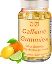 Gommies de caféine Bizi pour les hommes et les femmes, supplément énergétique pour stimuler Focus, Gommies de caféine pour les adultes, 30mg de caféine par Gummy, Citrus Flavor (60 ct)