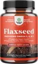 Flaxseed Oil 1000mg Softgels - High Potency Flax Seed Oil Softgels for Heart Health Digestion and Brain Support - Cold Pressed Organic Flaxseed Providing Plant Based Omega 3 6 9