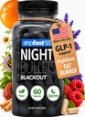 Bullets de nuit Pilules de perte de poids pour les femmes et les hommes, Stim-Free Nighttime Fat Burner, GLP-1 Support, Suppresseur de l'appétit, pilules de régime avec Ashwagandha & CLA, 60 Capsules