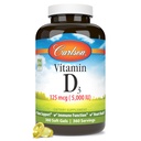 Carlson - Vitamine D3 5000 UI (125 mcg), Santé des os, Santé des muscles, Cholecalciferol, Suppléments de vitamine D, Gels souples de vitamine D3, 360 Softgels
