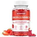 Gommies de fer pour les femmes et les enfants - Gommies de supplément de fer avec multivitamine pour le fabricant de sang, énergie, carence en fer et anémie - sans sucre fraise végétalienne 60 ct