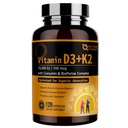 NATURE TARGET Vitamine D3 K2, High-Potency 10 000 UI D3, 100 mcg K2(MK-7) Supplément avec MCT, formule synergique la plus absorbante, soutient la santé des os, du calcium et des immunes, 120 capsules