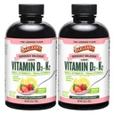 Barlean's Pack de 2 suppléments liquides de vitamine D3+K2 pour les enfants et les adultes, 5000 UI de vitamine D, citronade rose, sans OGM, sans gluten et sans lait, 5,6 oz chacun