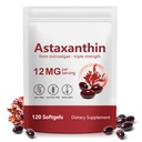 Suppléments Astaxanthin 12mg, 120 Softgels Astaxanthin, Suppléments Antioxydants Premium As-taxanthin avec Activité Antioxydante, Supporte l'œil, la peau, l'immuno, articulaire, la circulation interne-4 mois