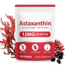 Astaxanthine suppléments,12mg Astaxanthine formule naturelle anti-âge - soutient les yeux, les articulations, la circulation interne et la santé de la peau, non-OGM non-gluten