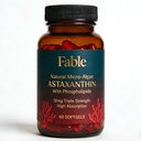 Astaxanthine fable 12mg avec des phospholipides - 5X Absorption, antioxydant naturel provenant des microalgues pour la peau, les yeux et la santé cardiaque, 60 Nombre