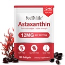 ABOUME Suppléments d'astaxanthine, Astaxanthine 12mg, source de microalgues fraîches, soutient les yeux, l'immune, la santé de la peau, la circulation interne.