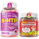 LILICARE Bundle: Mushroom Lions Mane + Safron + Algae Omega-3 Gummies + 5HTP Gummies pour enfants et adultes