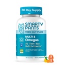 SmartyPants Adolescent Guy Plus Multivitamines et Omégas Multivitamines avec Omega 3 DHA/EPA, Vitamines D3, C, B12, B6, A, K, Zinc, Folate, Sans gluten, Étiquette propre, Orange ananas, 60 Gummies (30 jours)