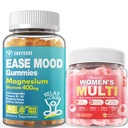 Sans sucre Glycinat de magnésium Gommies 400mg avec Ashwagandha + femmes Multivitamine Gommies w Oméga-3, Calcium, enzymes et probiotique