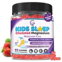 Gummies de sommeil pour enfants, NO Mélatonine Aide au sommeil Gummies avec glycinate de magnésium, Citrate de calcium, L-Theanine, GABA, Vitamine D3 K2 B6 Zinc, Camomille et Lemon Baume pour Zzz & Relax, Cerveau, Os, Non-GMO 1Pack